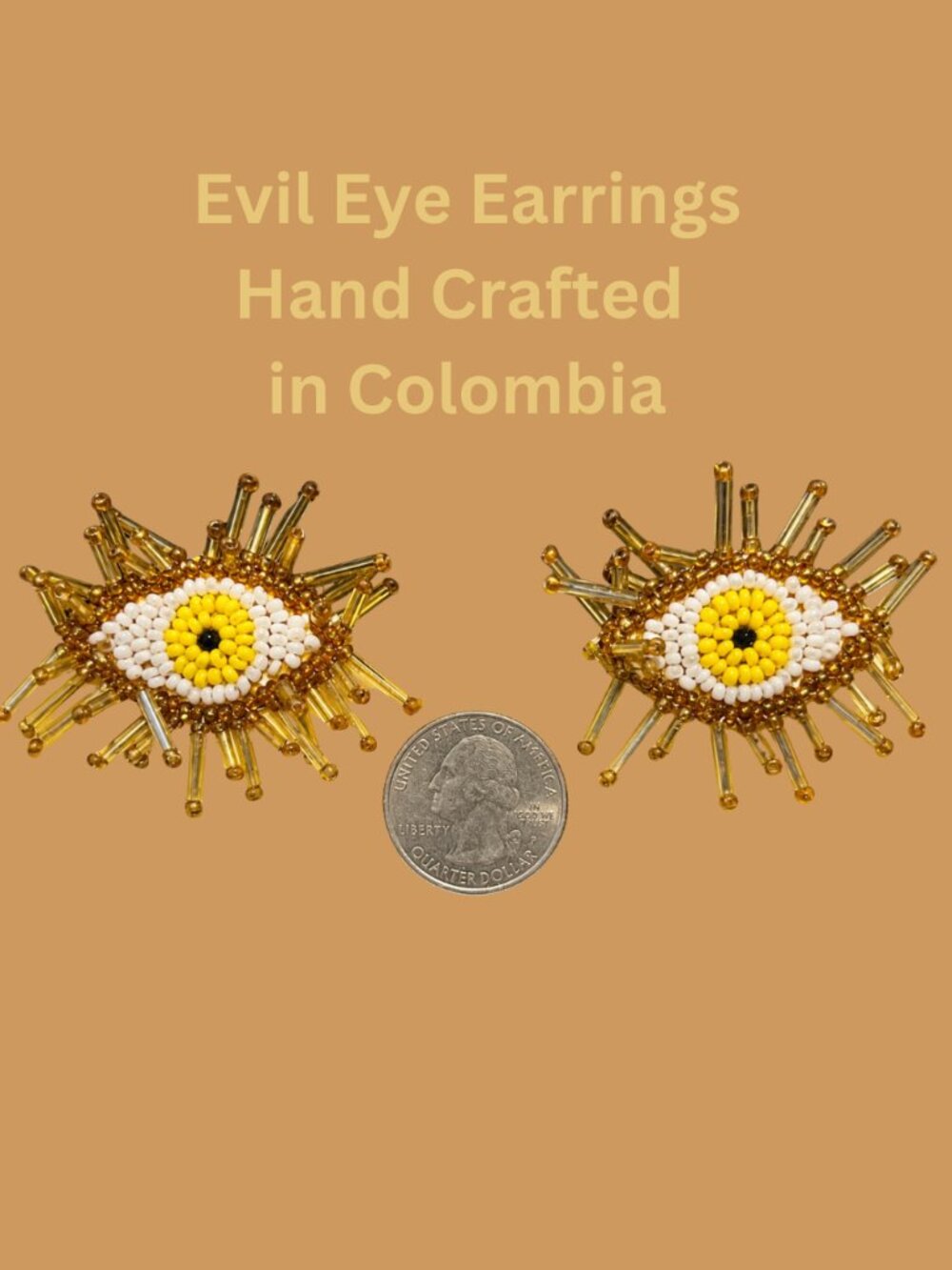 Handmade Colombian Beaded Evil Eye Statement Earrings